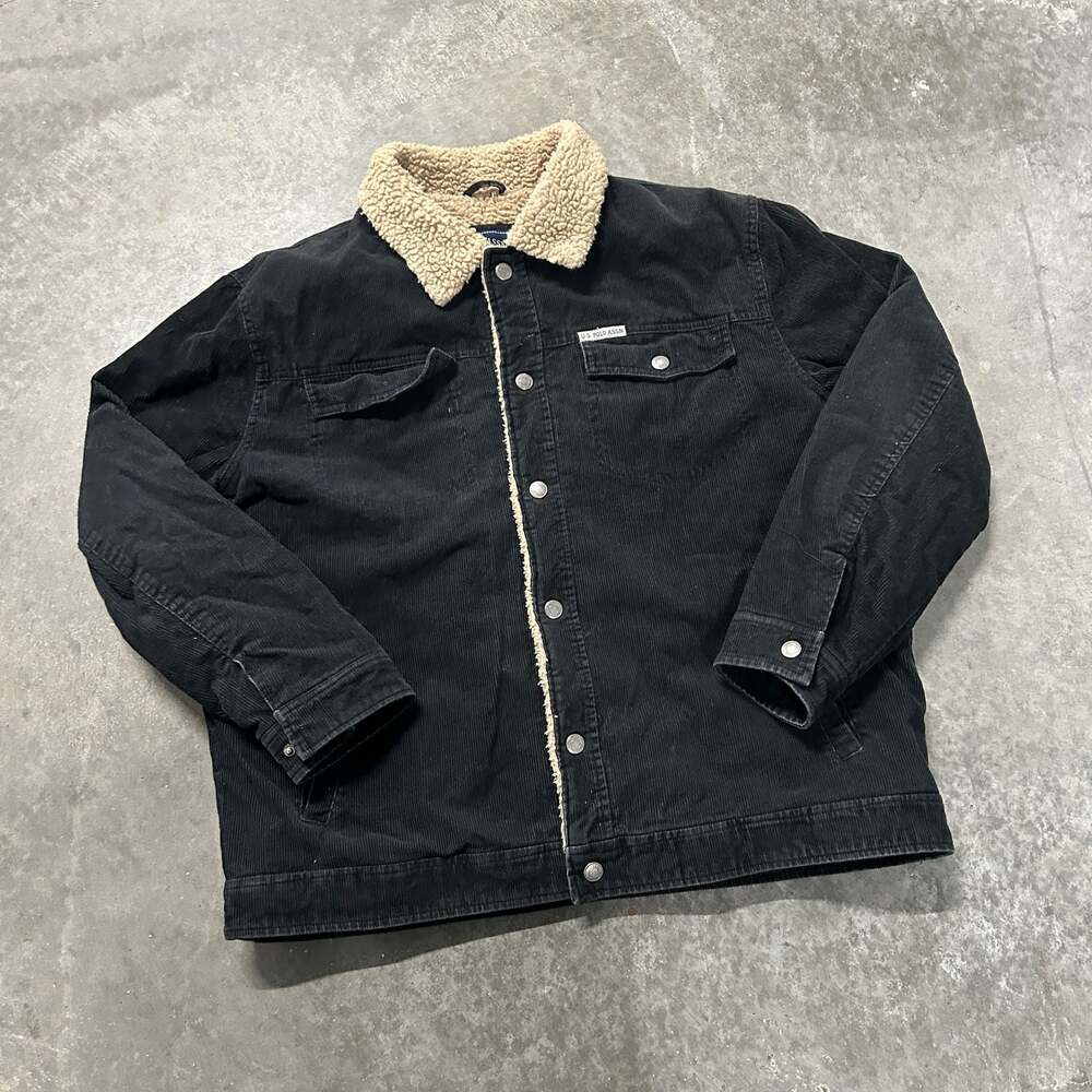 U.S. Polo Assn. Black Corduroy Sherpa Lined Trucker Jacket XXL